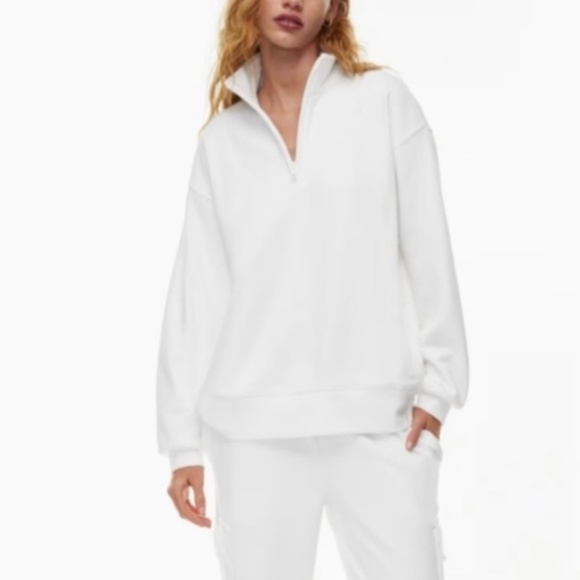 TNA Cozy AF Quarter Zip White Hoodie Size 2 - Picture 1 of 4
